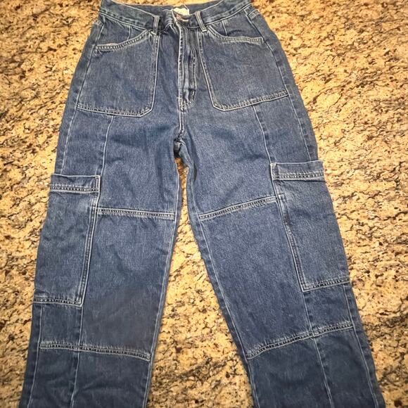 BDG Womens 30 Wide Leg Cargo High Rise Y2K Skater Baggy Jeans Cargo - Picture 2 of 7